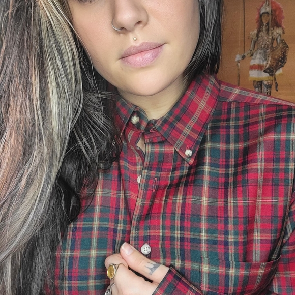 Vintage 60s 70s Pendleton Wool Plaid Button Down Shirt Mens Medium Red USA - Picture 3 of 10